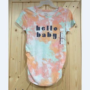 5/$20 NEW S Maternity Tie Dye Hello Baby SS Graphic Tee
